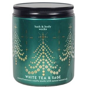 Bath & Body Works White Tea & Sage Luminary Candle 7oz Scented Christmas Holiday